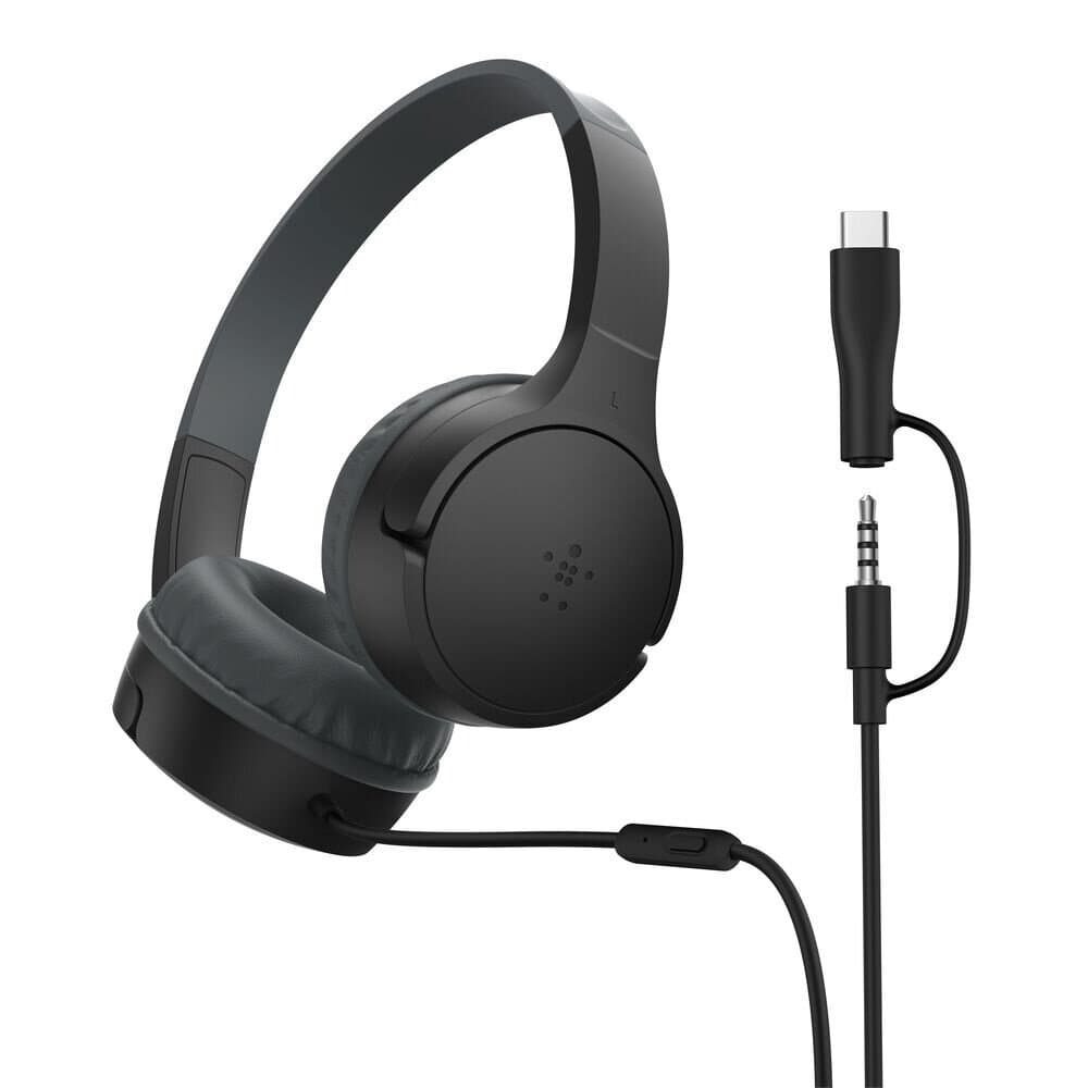 Belkin Soundform Mini Kids Wired Headphones With USB-C To 3.5mm (Black)