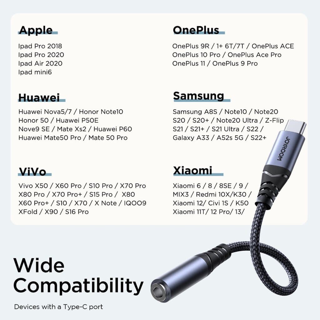 JOYROOM USB-C to 3.5mm Headphone Jack Adapter – HiFi Audio Converter 7