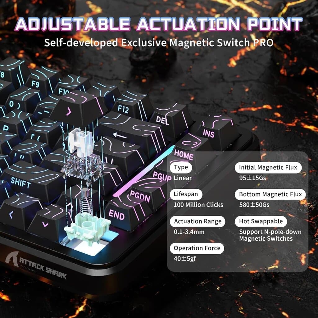 Attack Shark X82 HE Magnetic Keyboard (Black Comtur Line) 3