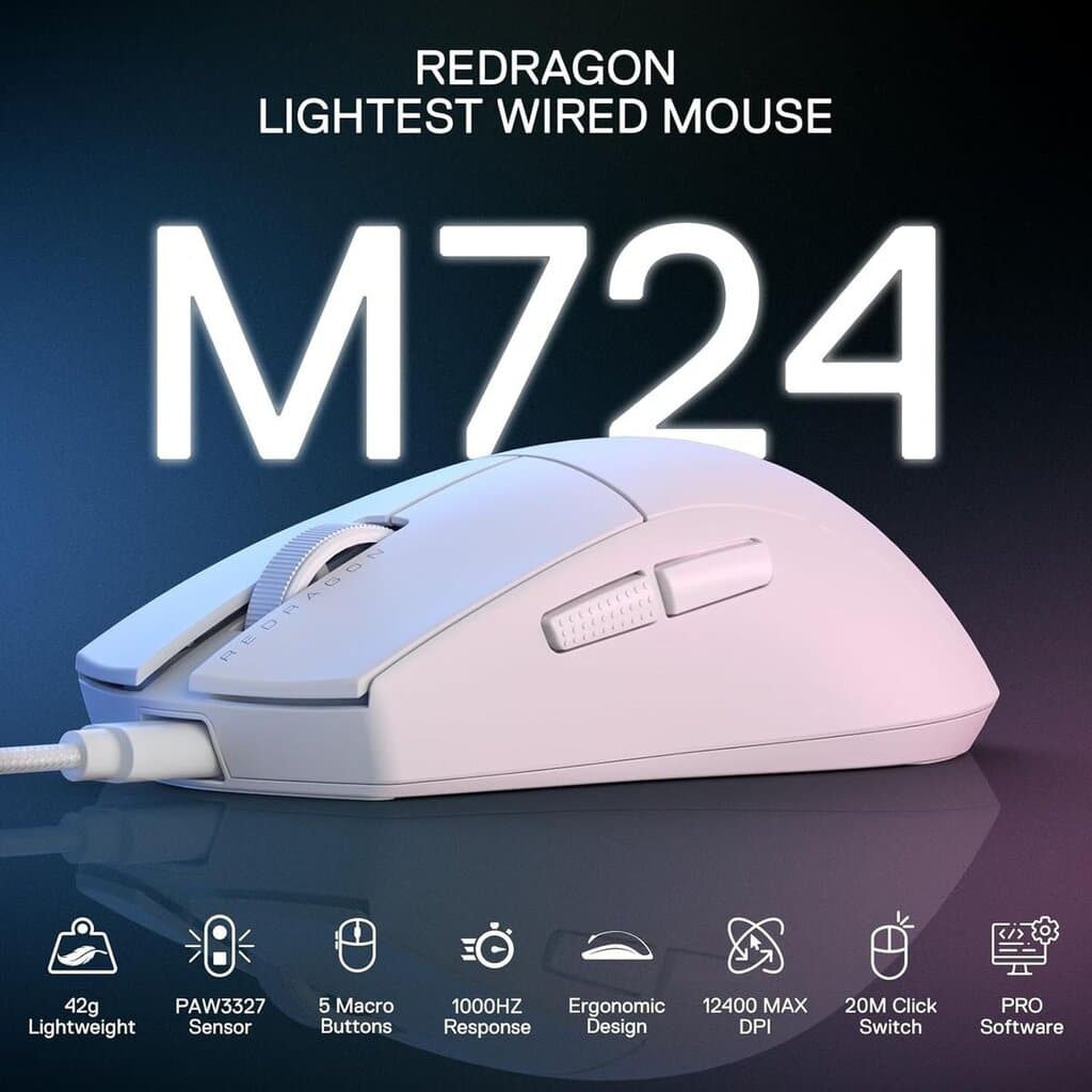Redragon M724 Mouse Wired Gaming (White) — photo 2