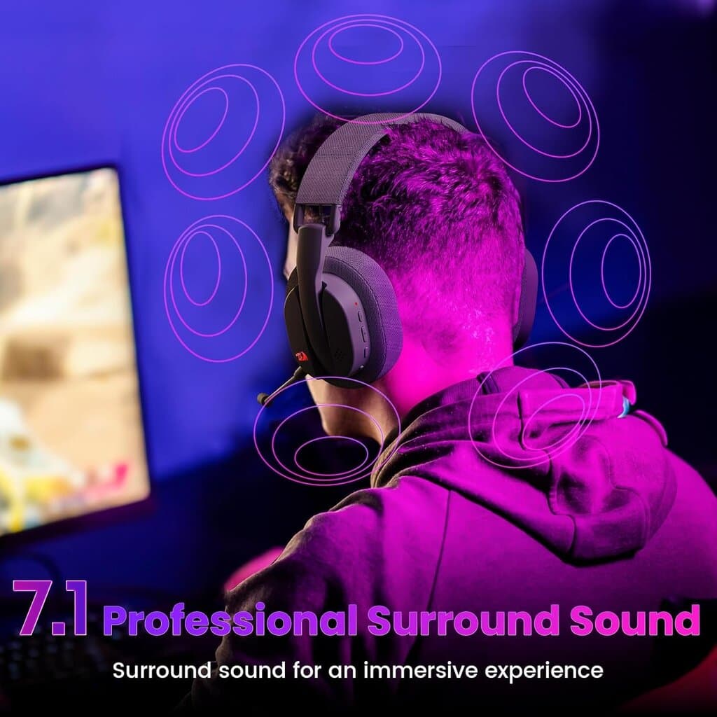 Redragon Luce Wireless Gaming Headset With Microphone - H888 (Black) 6