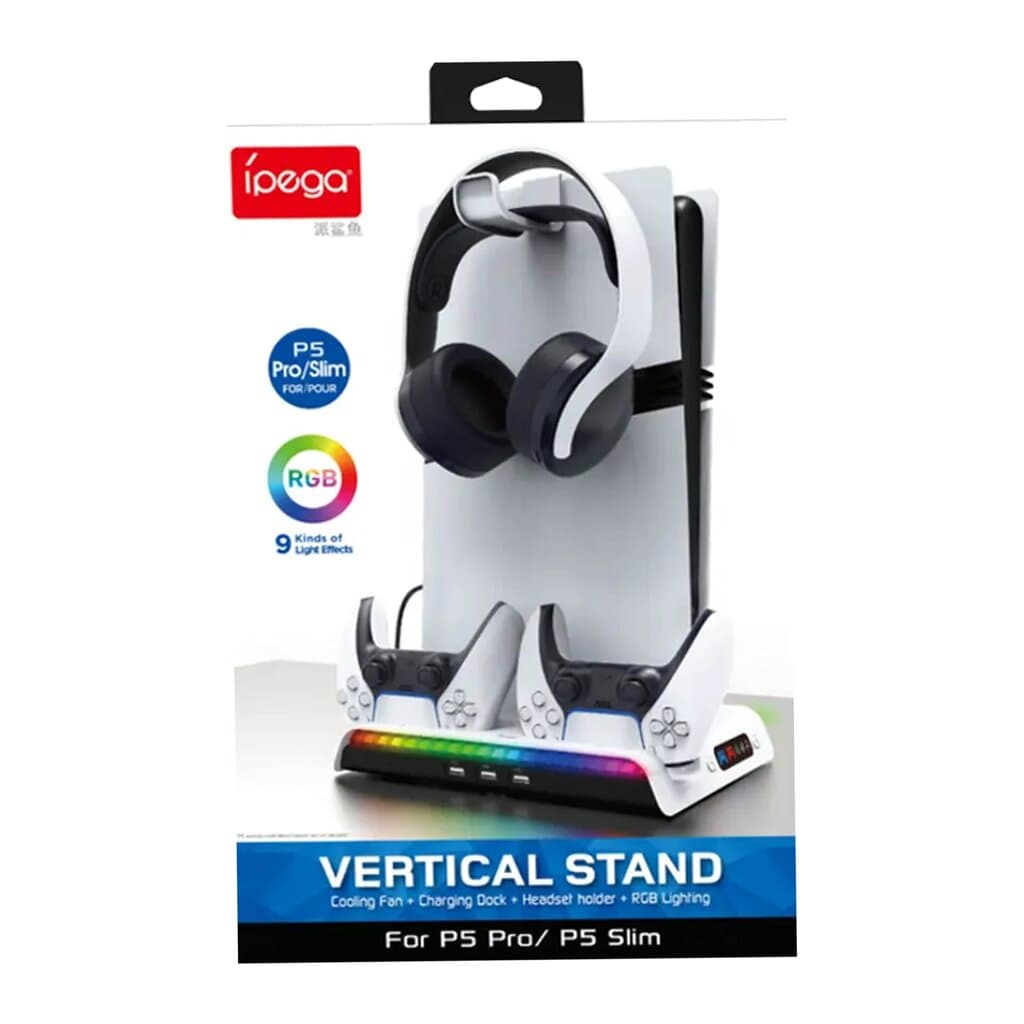 Ipega Vertical RGB Cooling And Charging Stand For PS5 (Slim And Pro)