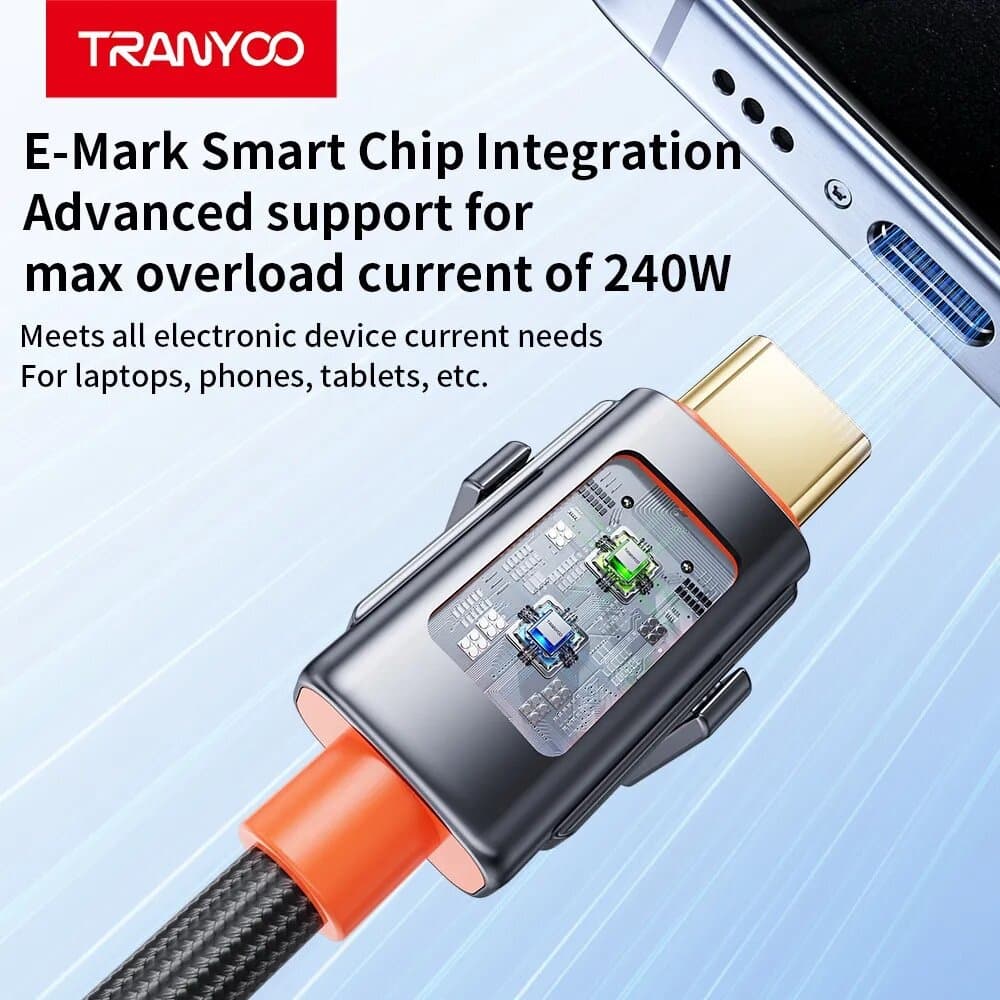 TRANYOO 240W 4-in-1 Multi-Function Fast Charging Cable – Braided Universal Design 5