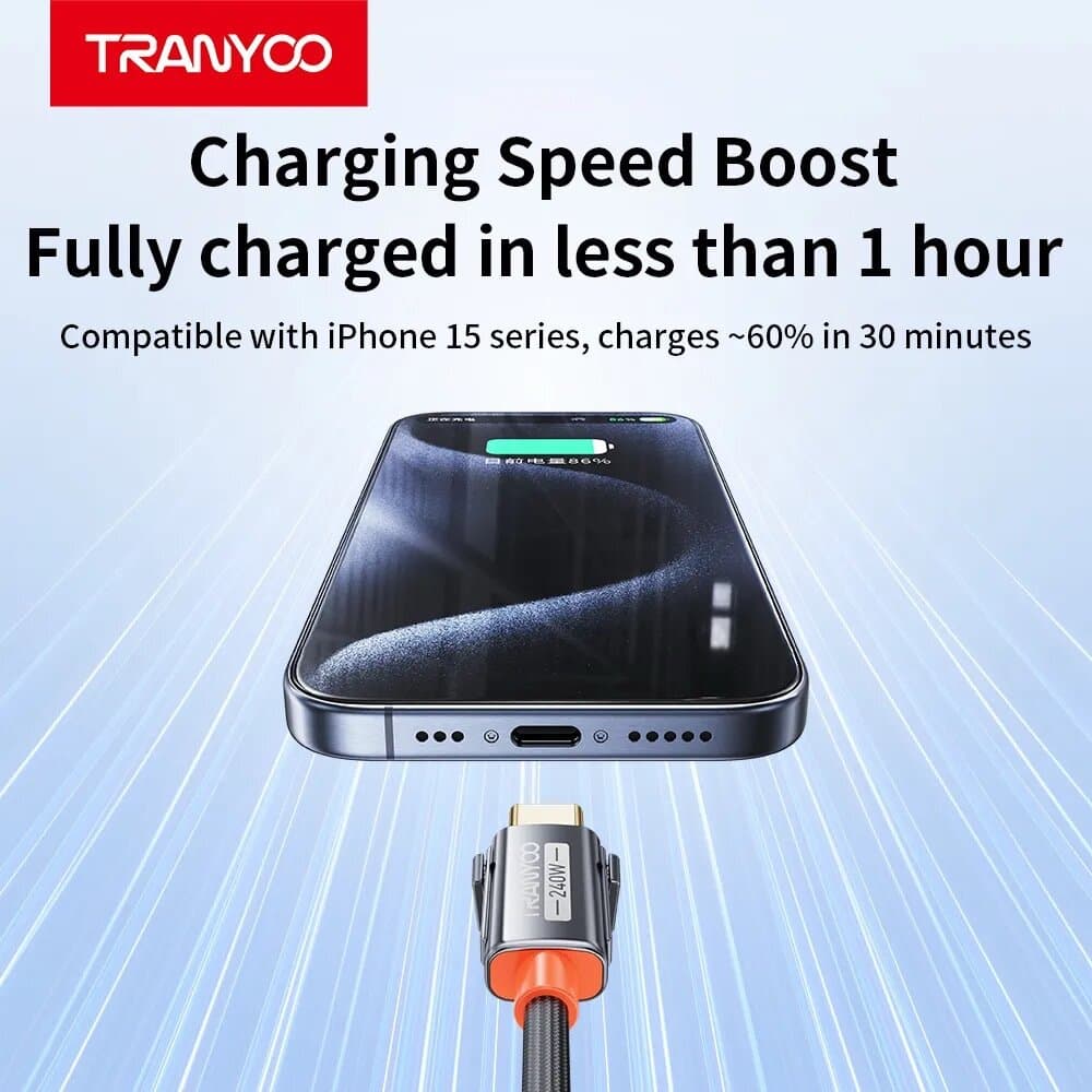 TRANYOO 240W 4-in-1 Multi-Function Fast Charging Cable – Braided Universal Design 6