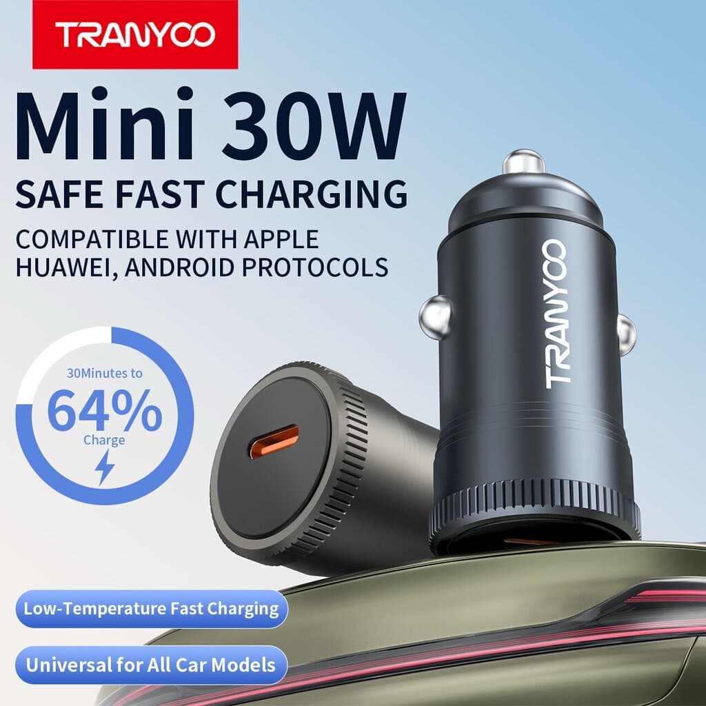 TRANYOO T-C26 30W Metal PD Fast Car Charger (USB-C Interface) 2