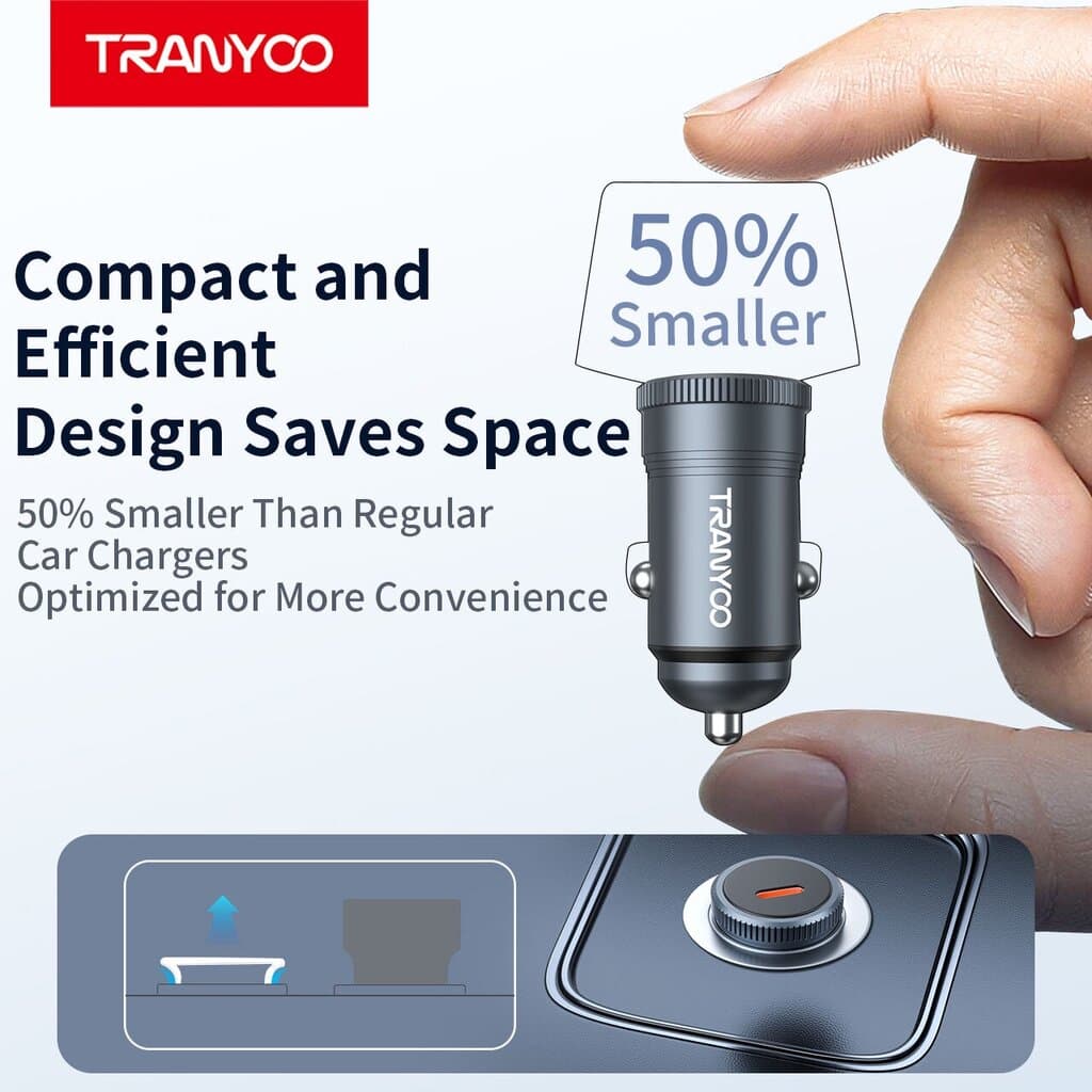 TRANYOO T-C26 30W Metal PD Fast Car Charger (USB-C Interface) 7