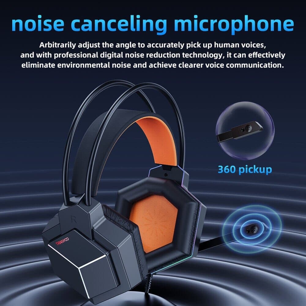 TRANYOO T-H4 Wired Gaming Headset with Static RGB LED 6