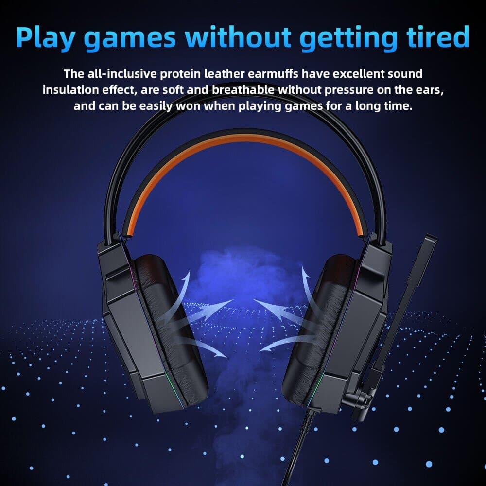 TRANYOO T-H4 Wired Gaming Headset with Static RGB LED 7
