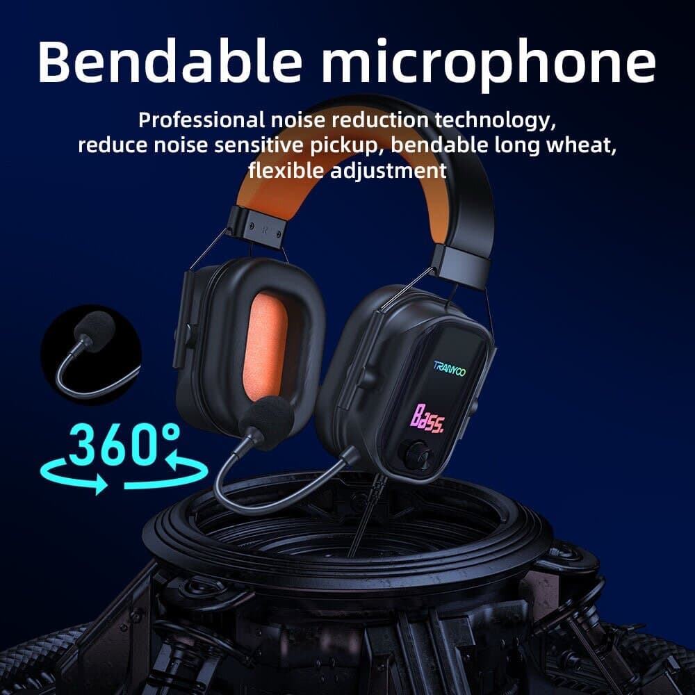 TRANYOO T-H5 Wired Gaming Headphones with Customized Dynamic RGB LED 3