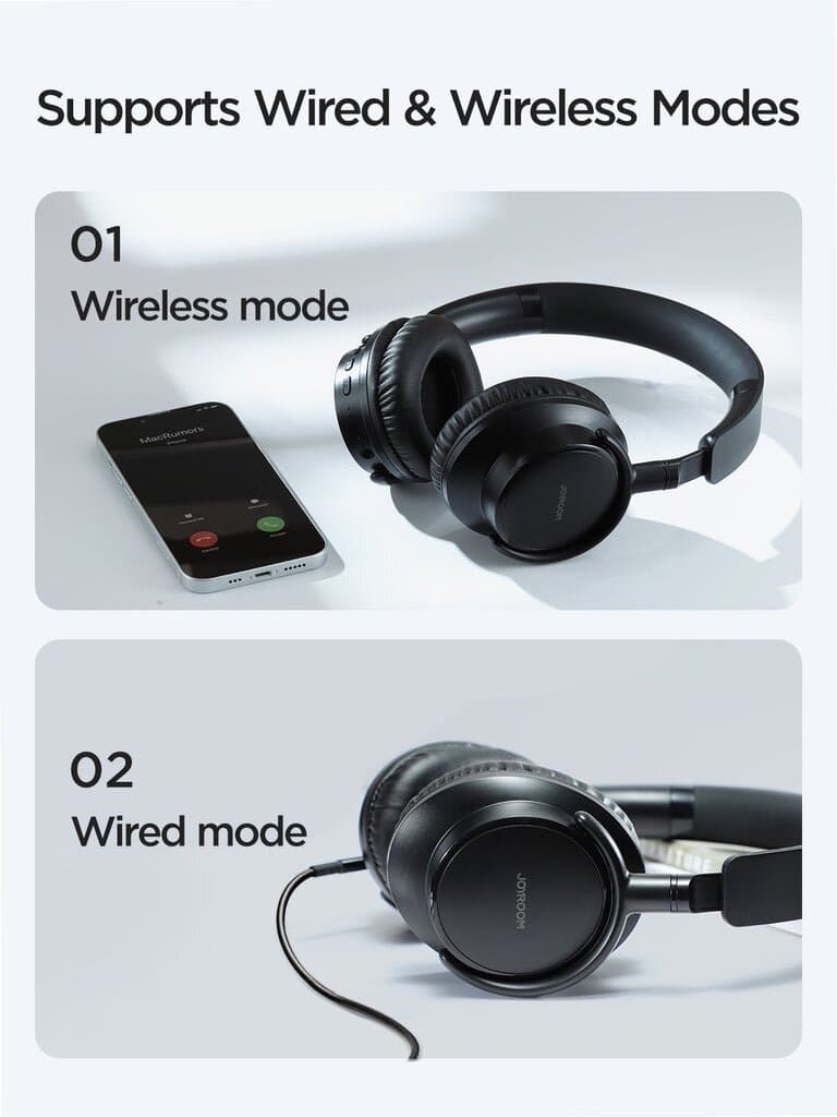 JOYROOM JR-OH1 Wireless Bluetooth 5.4 Headphones – Mega Bass Edition 8
