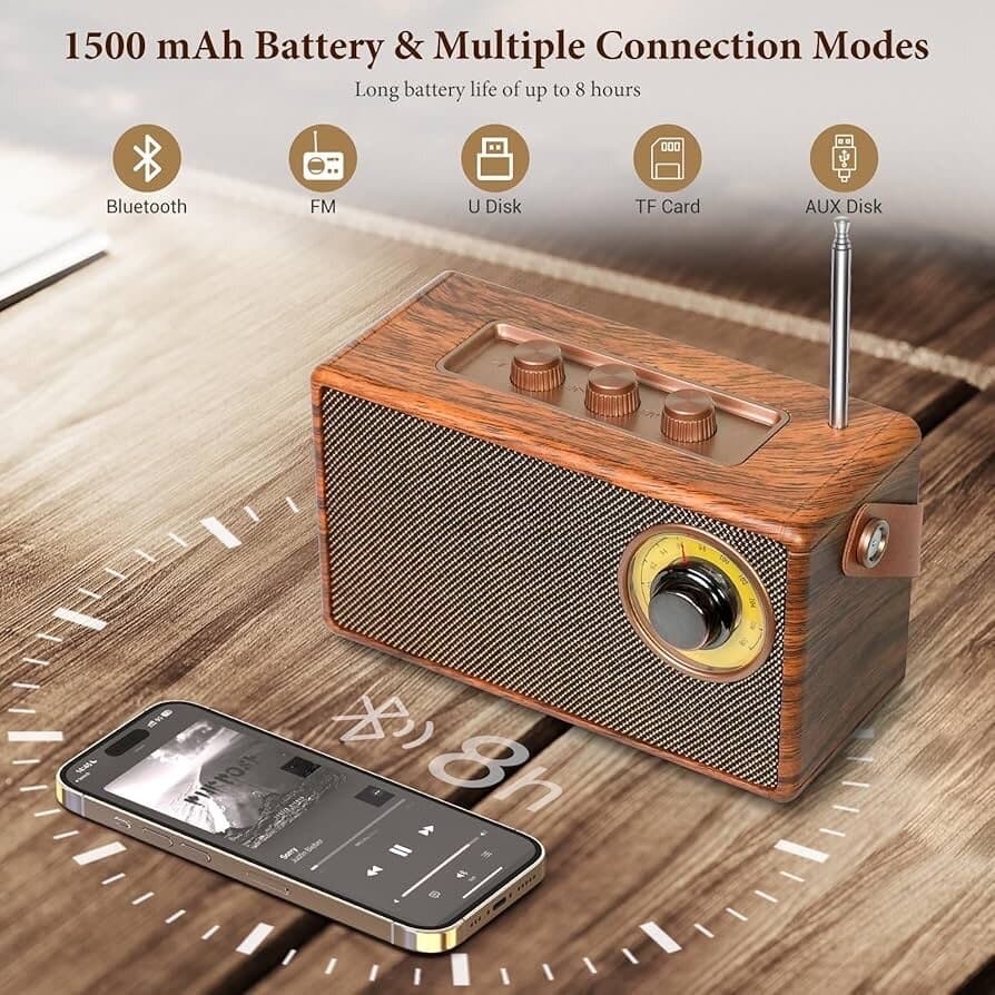 Music Apollo AS23 Retro Portable Wireless Speaker – Classic Radio Design 4