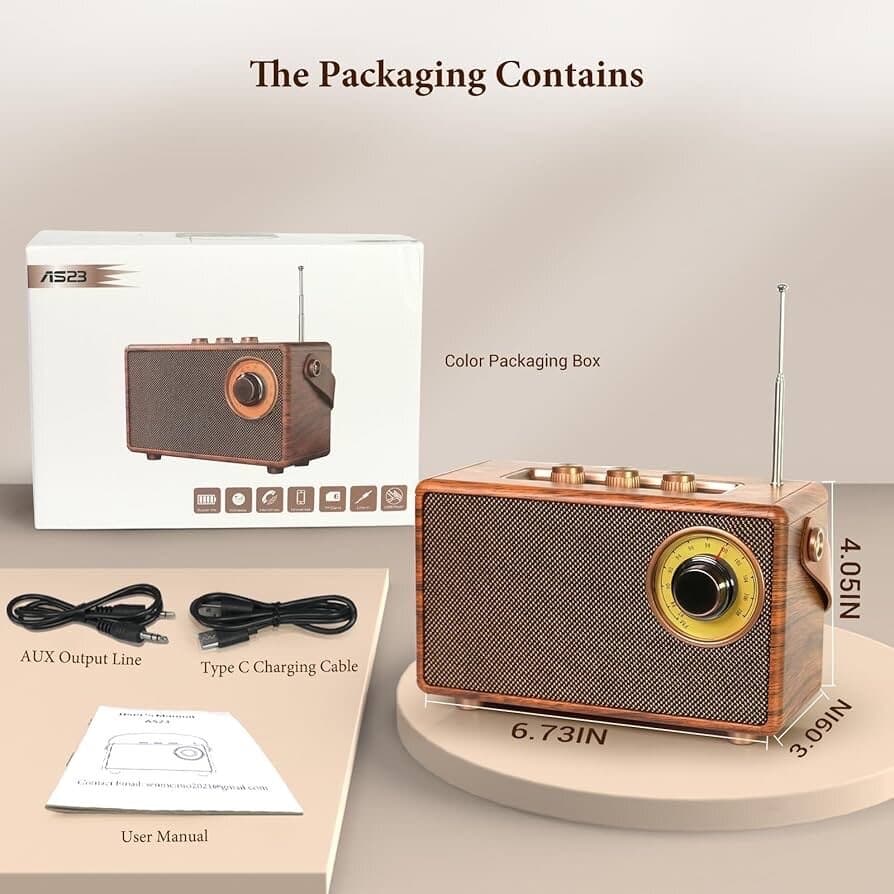 Music Apollo AS23 Retro Portable Wireless Speaker – Classic Radio Design 5