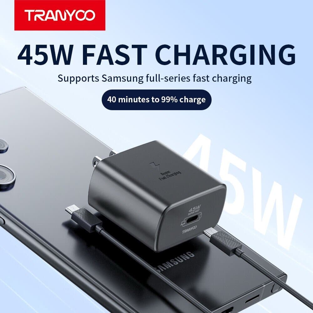 TRANYOO T-SA8C 45W Super Fast Charger Kit (USB-C to USB-C) 2