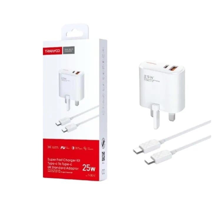 TRANYOO T-UK1C 25W Super Fast Charger Kit with LED Indicator (Type-C to Type-C)