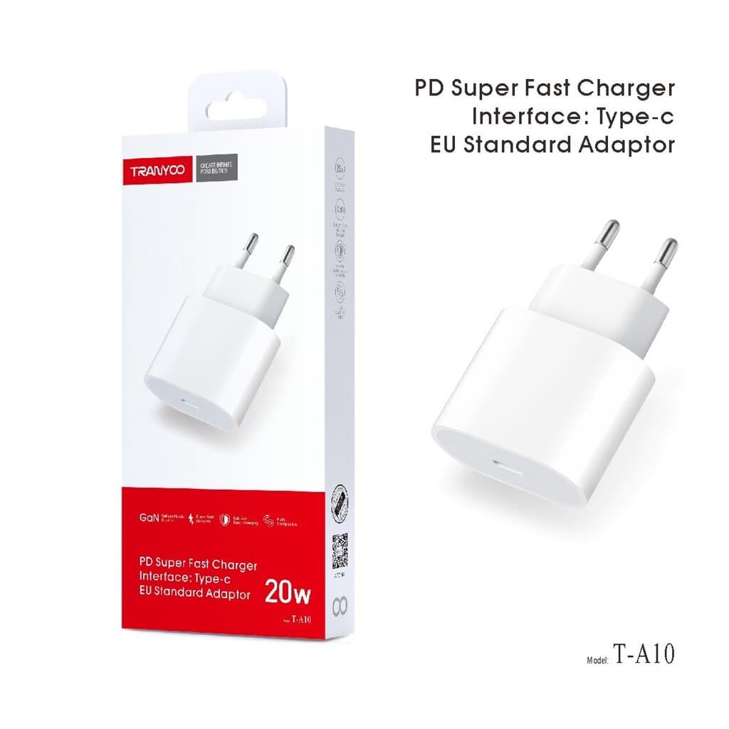 TRANYOO T-A10 20W GaN PD Super Fast Charger (EU Standard)