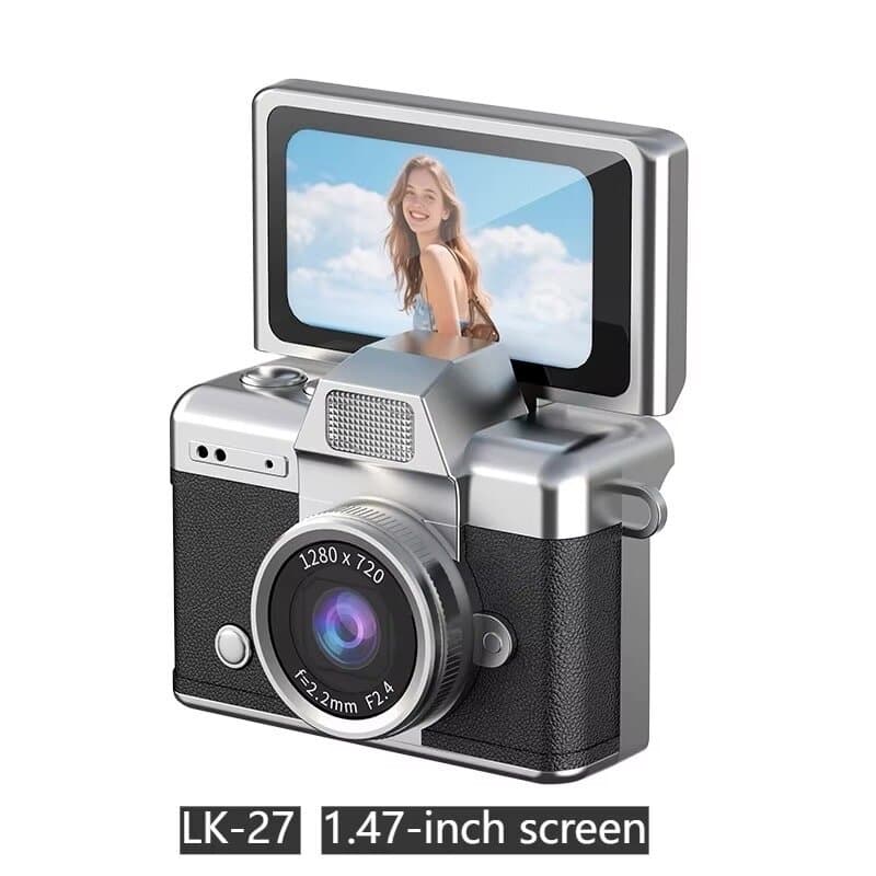 Mini Retro Keychain Camera with Flip Screen – Portable HD Camera
