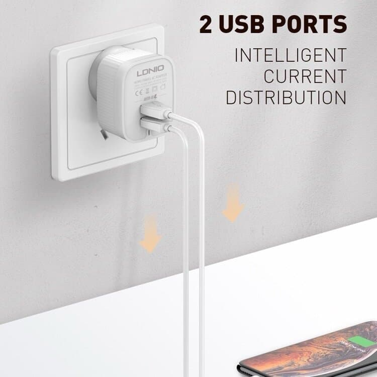 LDNIO A201 2.4A Dual USB Fast Charger - Intelligent Power Supply 4