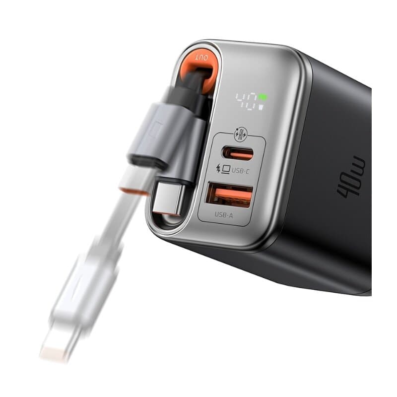 McDodo 40W 1C + 1A Digital Display Charger Built-in 65cm Retractable USB-C Cable (UK) 3