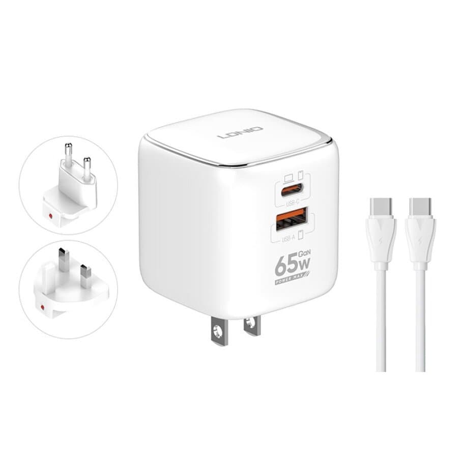 Ldnio Super Fast Gan Charger 65W USB-C & USB A 2 Ports - Q2617