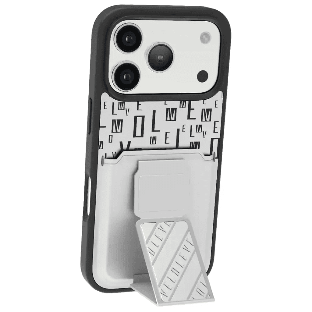 Levelo Morphix Gripstand Case With Cardholder For iPhone 17 Max (White)