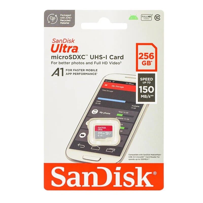 256GB SanDisk Ultra microSDXC UHS-I Memory Card A1 – Up to 150MB/s with SD Adap