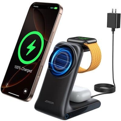 JOYROOM 3-in-1 Wireless Charging Station – 15W Fast Charger Stand for Phone, Smartwatch & Earbuds 4