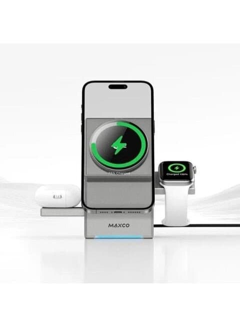 MAXCO MW11 Geometry Series 3-in-1 Qi2 Certified Wireless Charging Dock 5