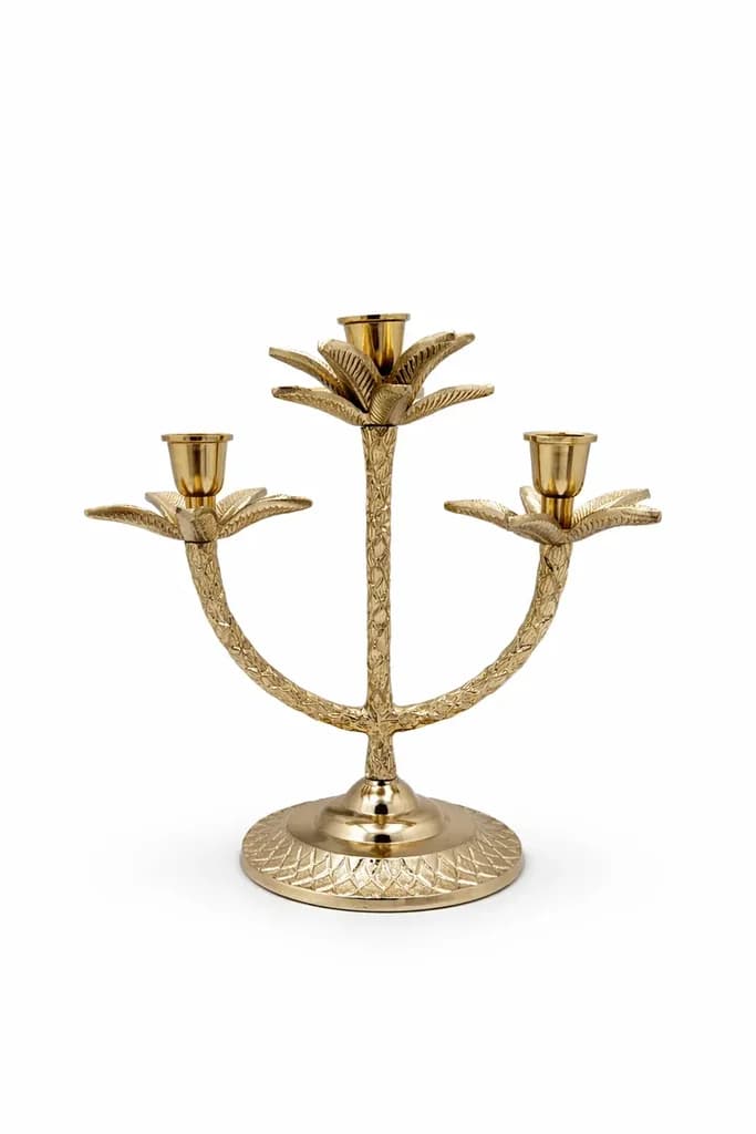 3 Arm Candle Holder - Gold