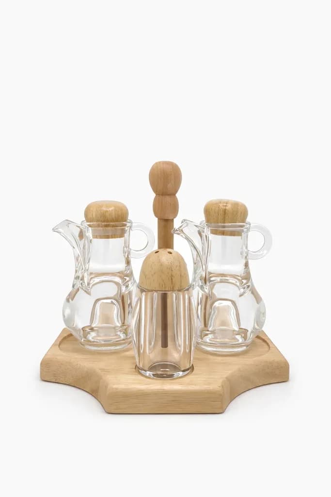 Glass Oil, Vinegar & Pepper Set - 4 Piece (Clear) 1