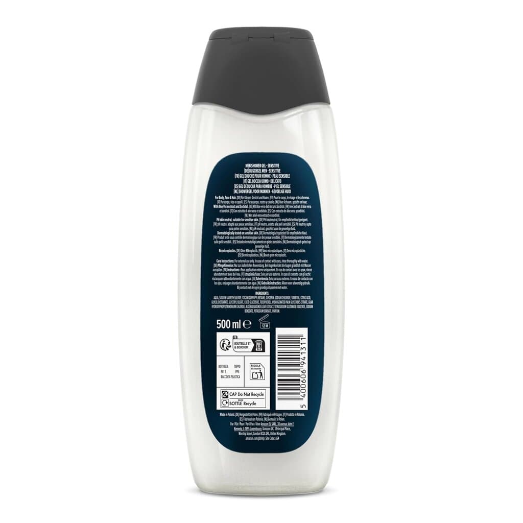 by Amazon Men 3-in-1 Sensitive Shower Gel, 2 x 500 ml 3
