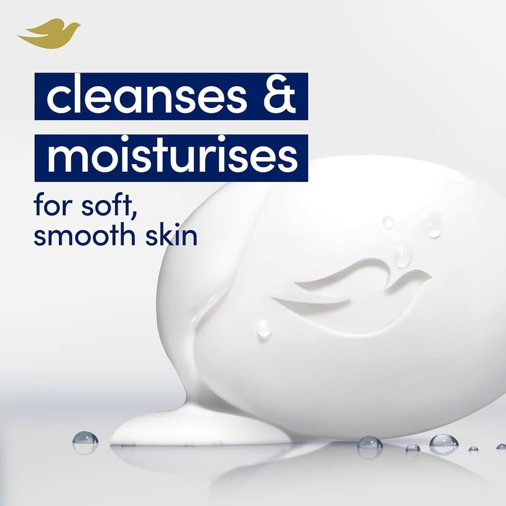 Dove Original Beauty Bar Soap with ¼ moisturising cream for softer, smoother, healthier-looking skin 2x 90 g 3