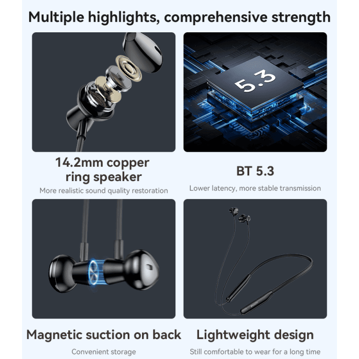 Yesido YSP20 Magnetic Bluetooth Neckband | 40H Playback & BT 5.3 2