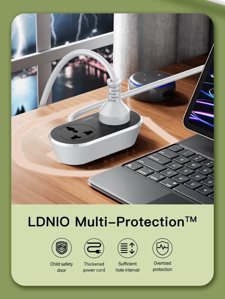 LDNIO SC2018-10M Universal Extension Cord | 10-Meter Long Cable & 2500W Output 6