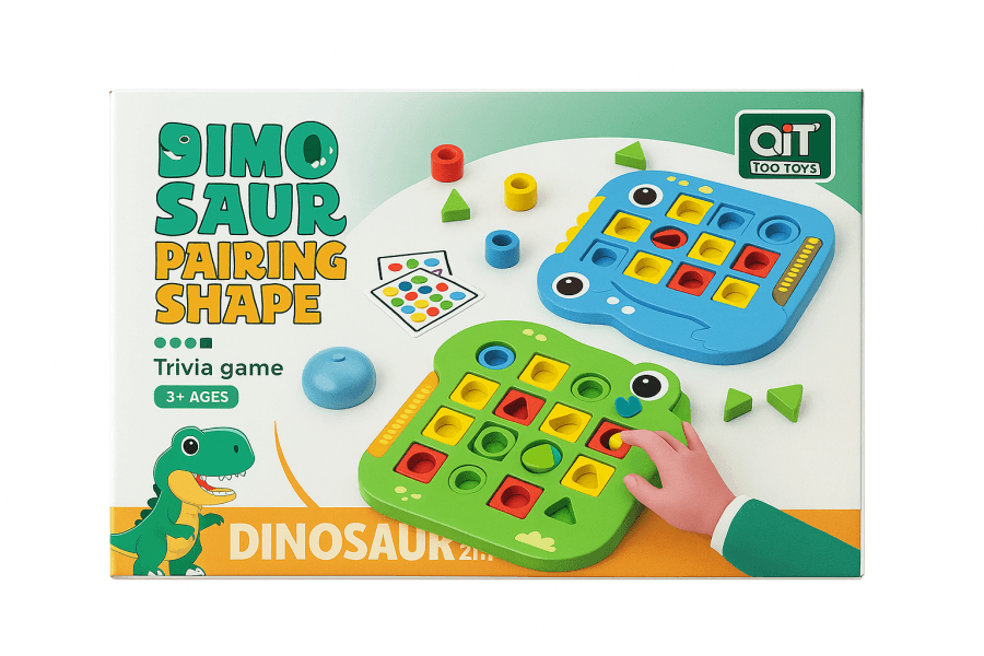 Dinosaur Pairing Shape 2-in-1 Educational Trivia Game for Kids