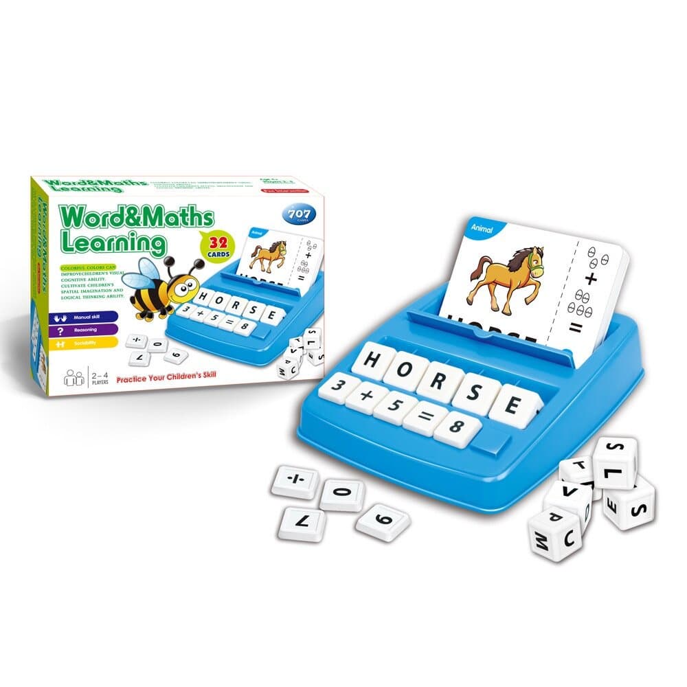 Title: 2-in-1 Word & Maths Learning Game – Educational Spelling and Arithmetic Toy (32 Cards)
