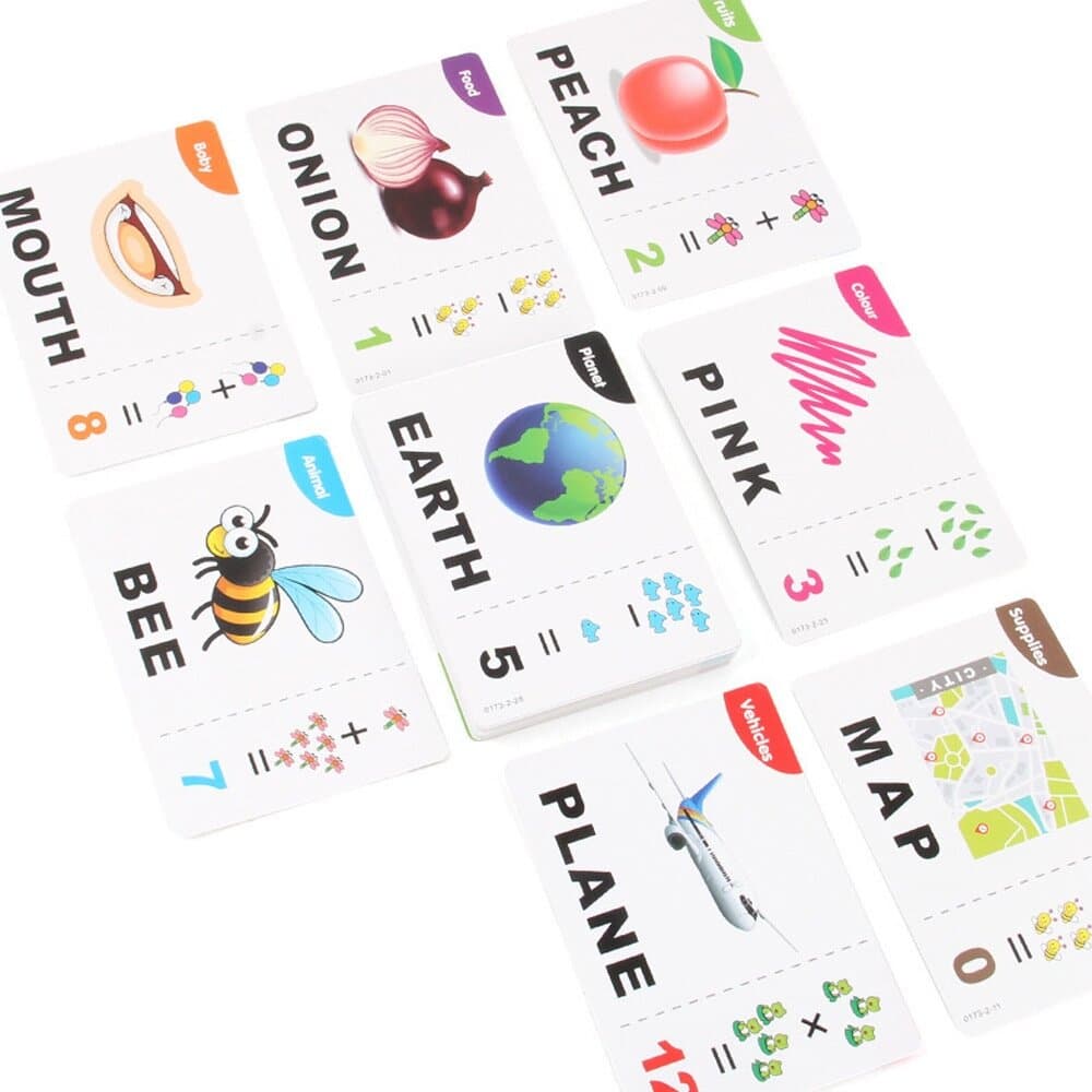Title: 2-in-1 Word & Maths Learning Game – Educational Spelling and Arithmetic Toy (32 Cards) 3