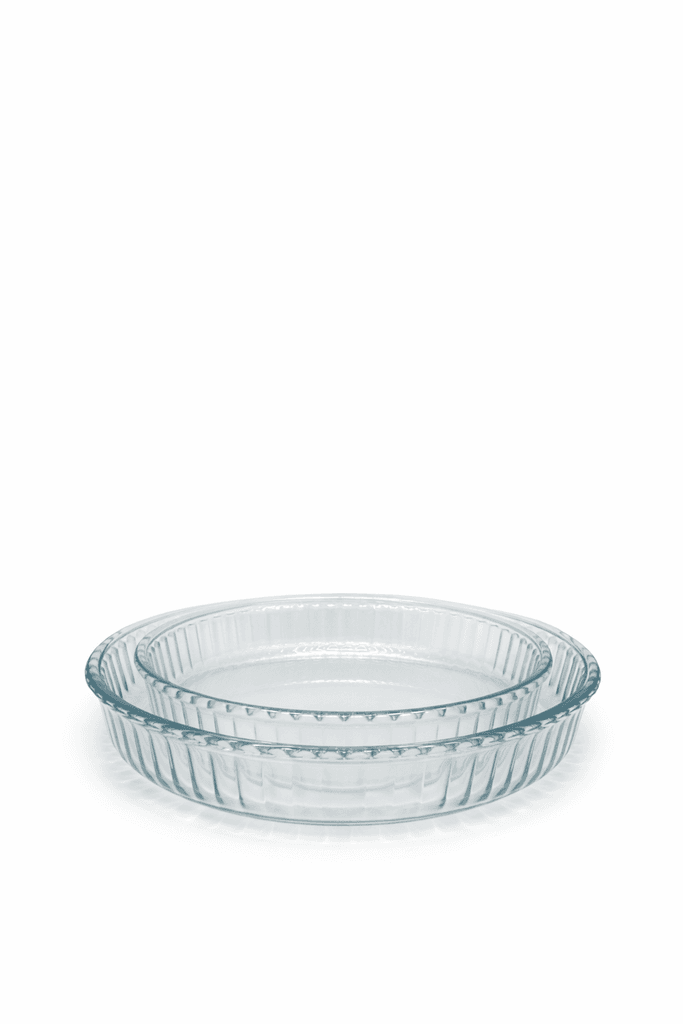 Round Glass Baking Dish Heat Resistant Pyrex Set - Clear