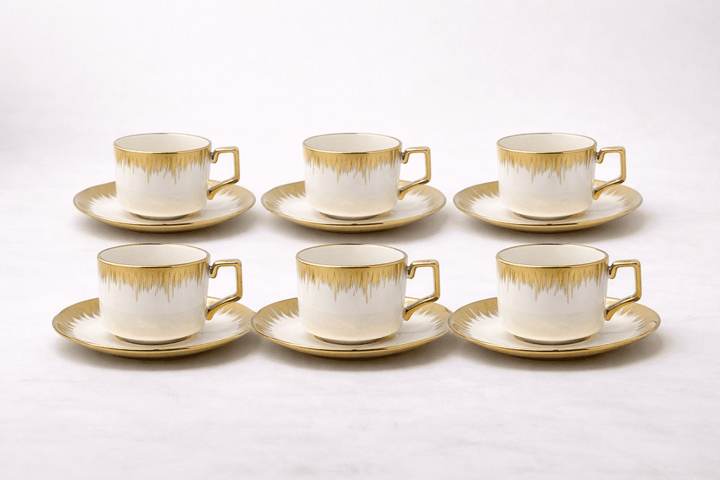 Ceramic Coffee Cup Set - 6 Piece (Gold)