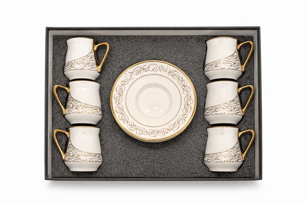 Ceramic Coffee Cup Set - 6 Piece (White) 2