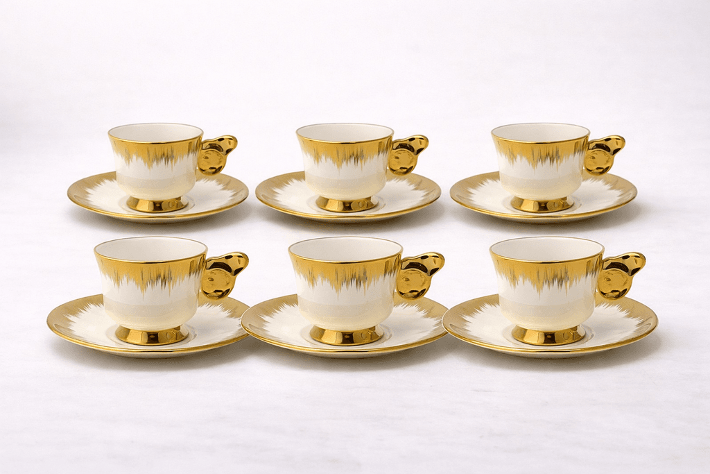 Ceramic Coffee Cup Set - 6 Piece (Gold)