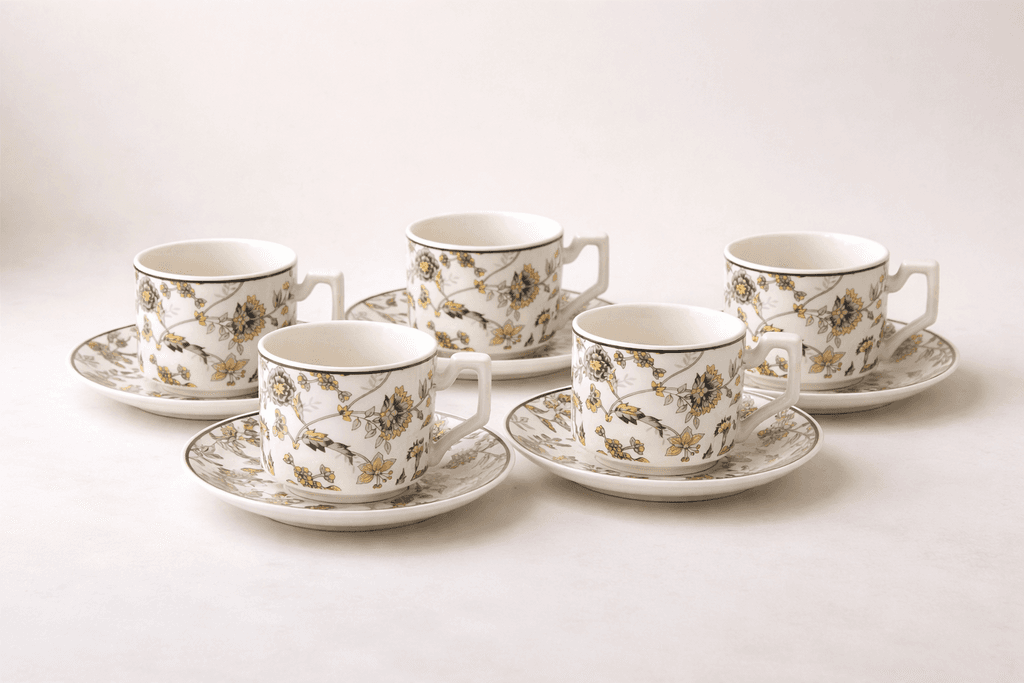 Ceramic Coffee Cup Set - 6 Piece (White)