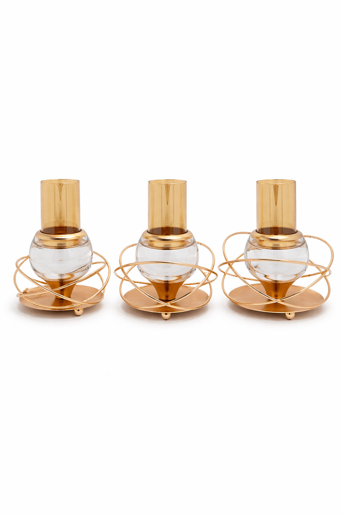 3-Piece Candle Holder Set - Gold