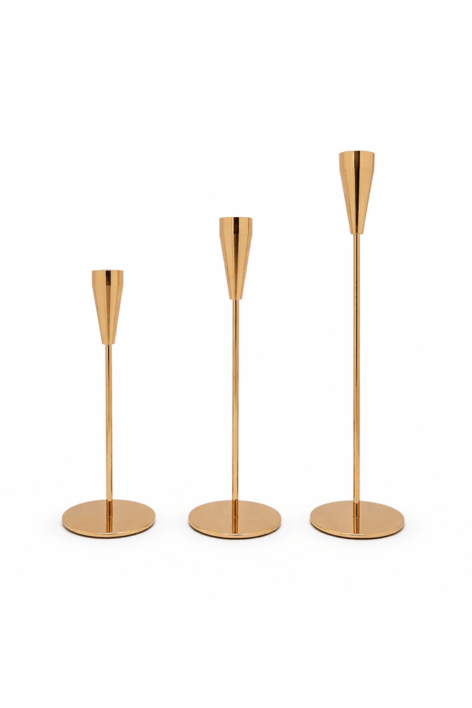 3-Piece Candle Holder Set - Gold