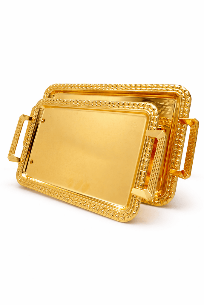 Metal Serving Tray Set - Gold