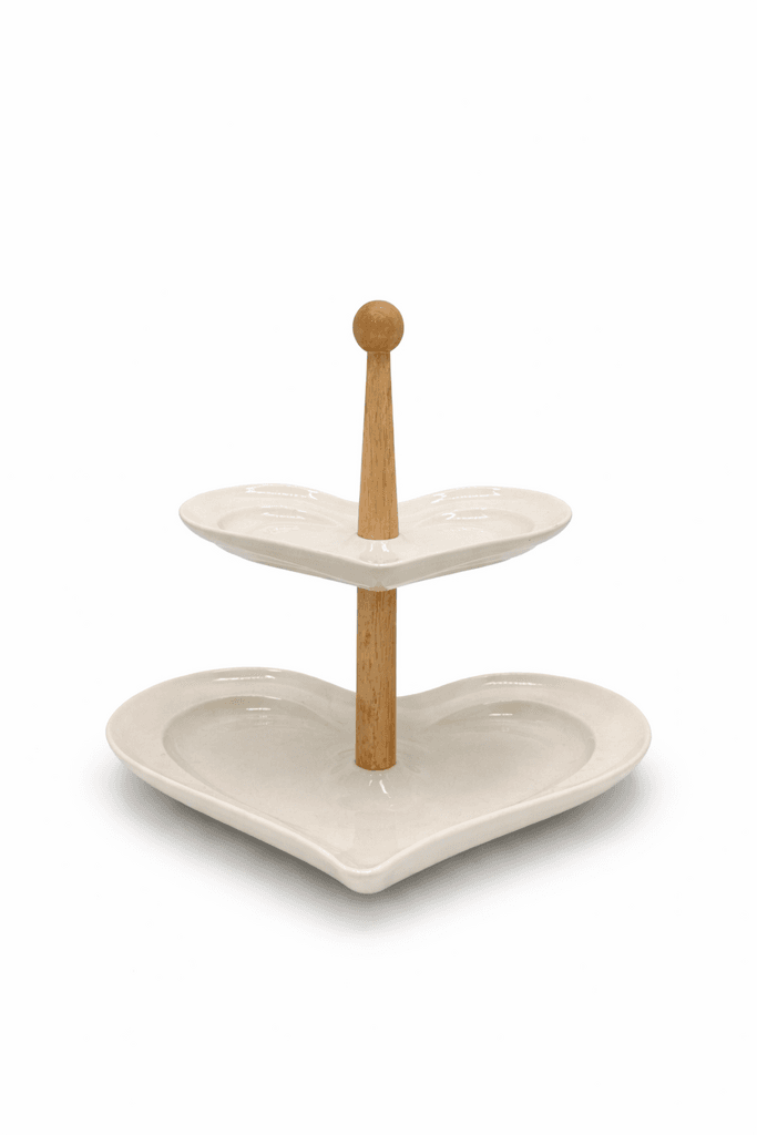 2-Tier Heart-Shaped Serving Stand - White
