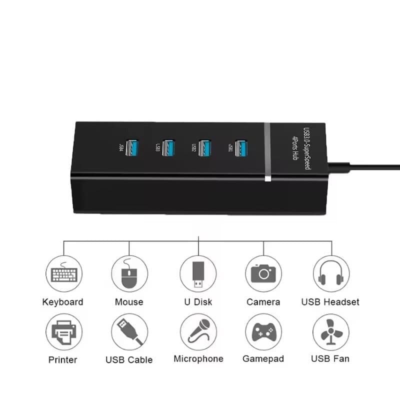 Model 303 USB 3.0 High-Speed 4-Port Hub - 5Gbps Transfer with 30cm Cable 4