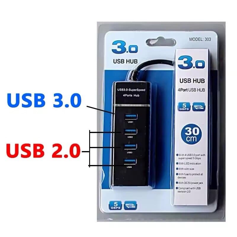 Model 303 USB 3.0 High-Speed 4-Port Hub - 5Gbps Transfer with 30cm Cable 6