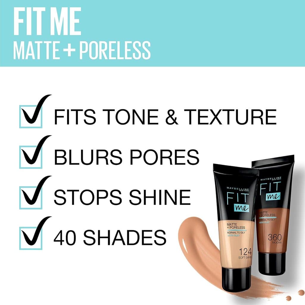 Maybelline New York Fit Me Matte + Poreless Foundation (104 Soft Ivory) 6