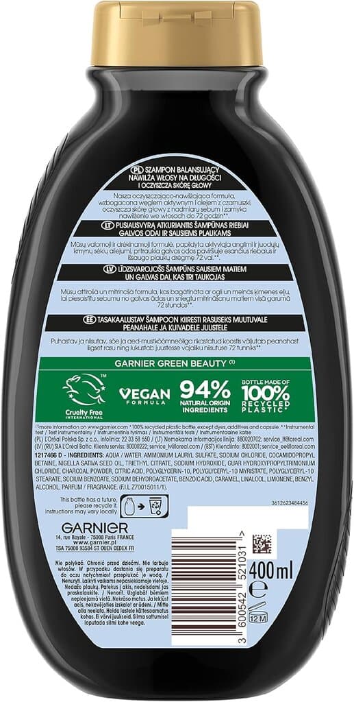 Garnier Botanic Therapy Activated Charcoal And Black Cumin Oil Hair Shampoo (400ml) 2