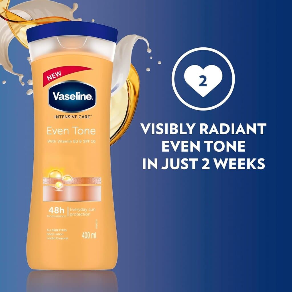 Vaseline Intensive Care Healthy Even Tone Body Lotion With Vitamin B3 And SPF 10 (400ml) 6